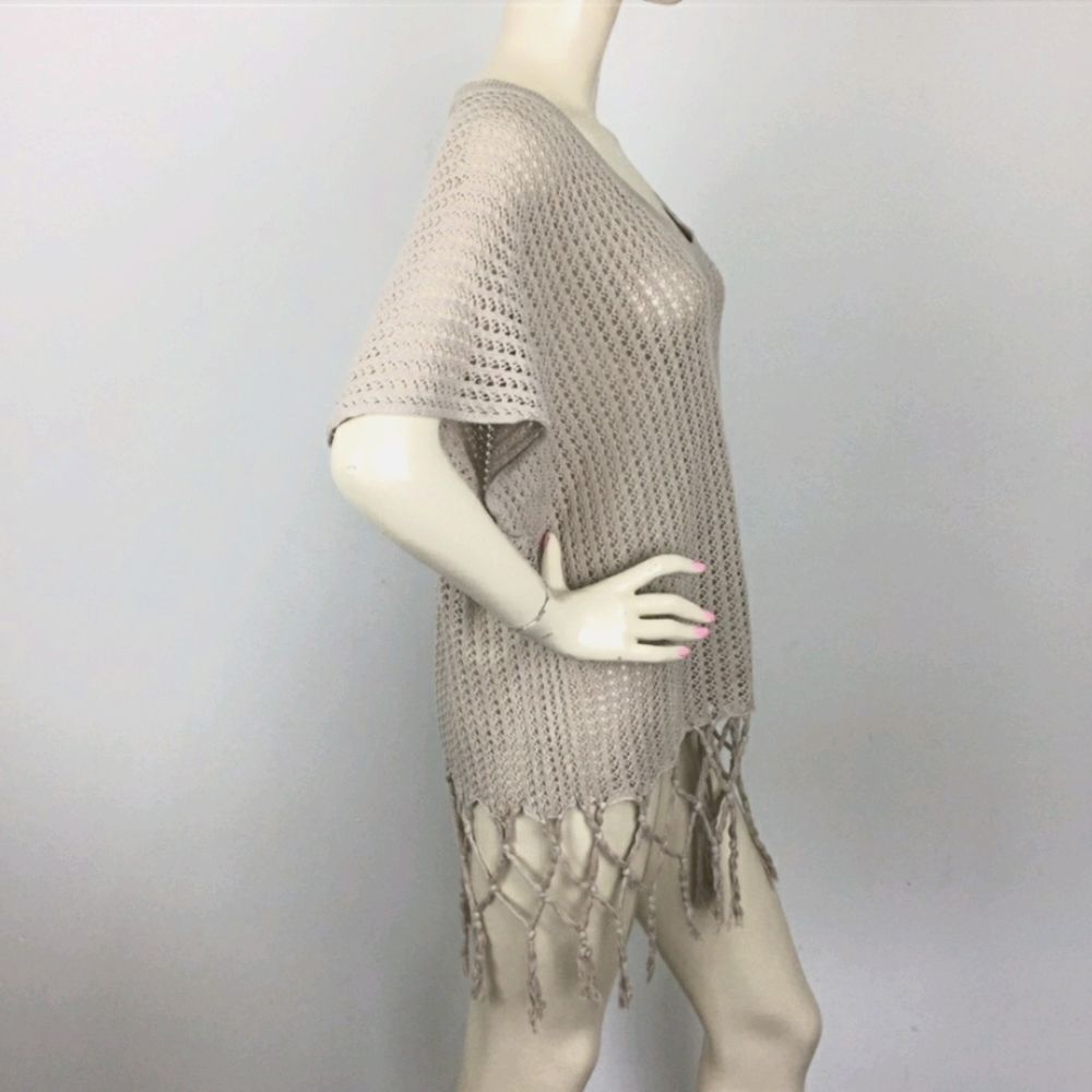 CAbi Fling Sweater crochet fringe poncho size Med - Picture 3 of 9